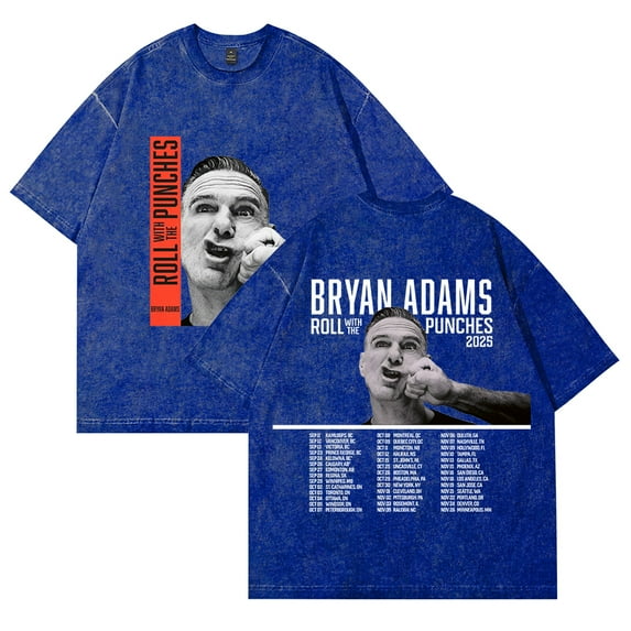 Bryan Adams Roll With The Punches 2025 Washed cotton Tshirt Unisex Short Sleeve Tees