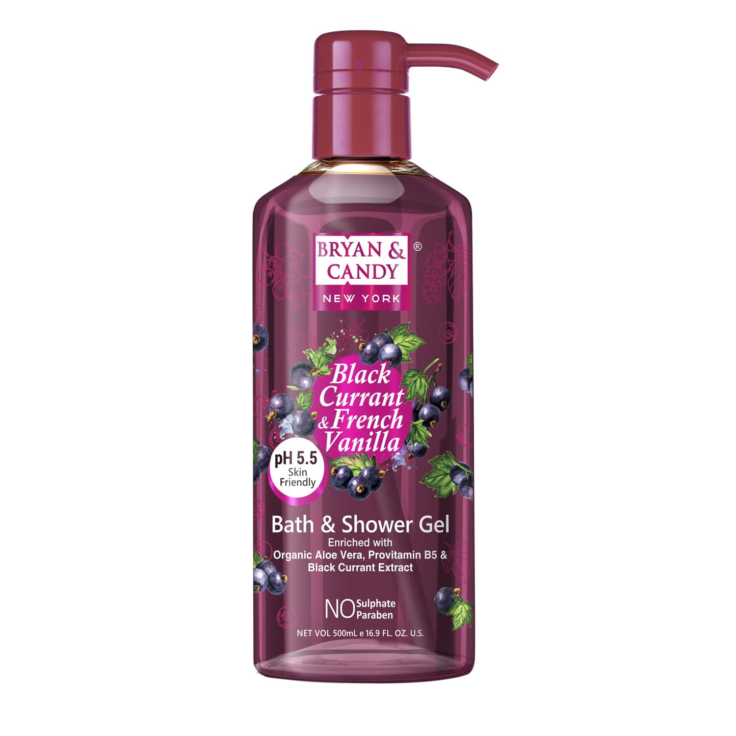 Bryan & Candy Black Currant And French Vanilla Bath And Shower Gel Enriched with Organic Aloe
