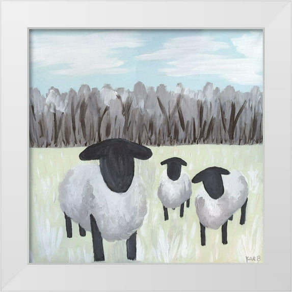 Bryan, Kathleen 12x12 White Modern Wood Framed Museum Art Print Titled - Paint Splotch Sheep