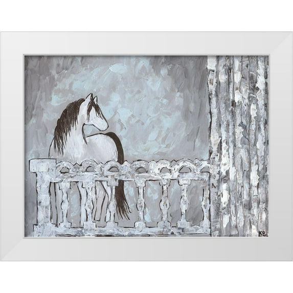 Bryan, Kathleen 18x14 White Modern Wood Framed Museum Art Print Titled - Farm Sketch Horse stable