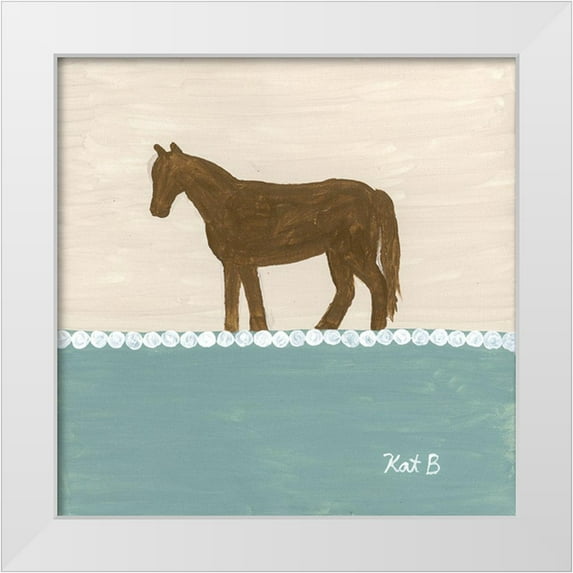Bryan, Kathleen 26x26 White Modern Wood Framed Museum Art Print Titled - Out to Pasture II-Brown Horse