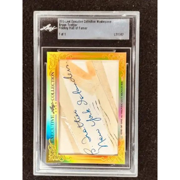 Bryan Trottier 2012 Leaf Masterpiece Cut Signature certified autograph card 1/1 JSA New York Islanders