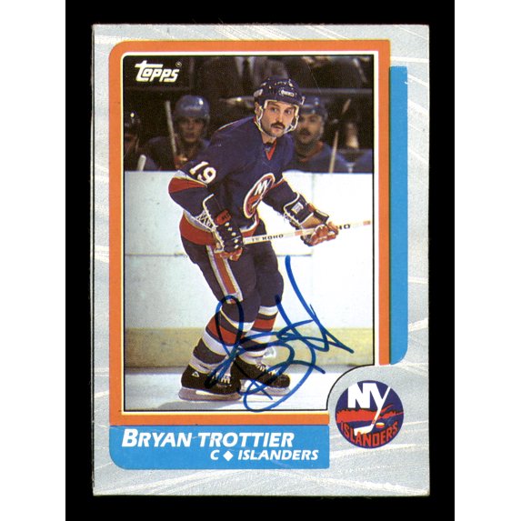 Bryan Trottier Autographed 1986-87 Topps Box Bottoms Card #P New York Islanders SKU #251610