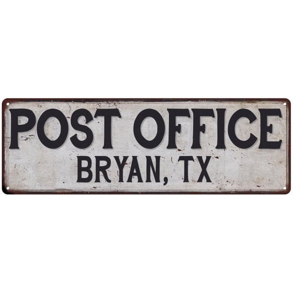 Bryan, Tx Post Office Metal Sign Vintage 6x18 106180011394