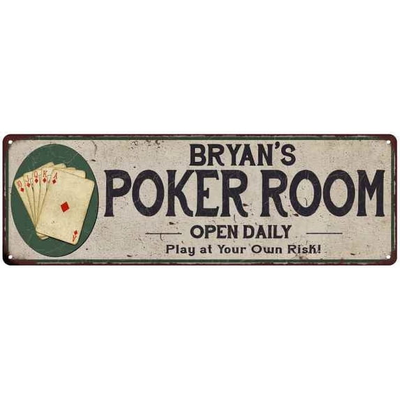 Bryan's Poker Room Gift 6x18 Metal Sign Game Decor 206180048059