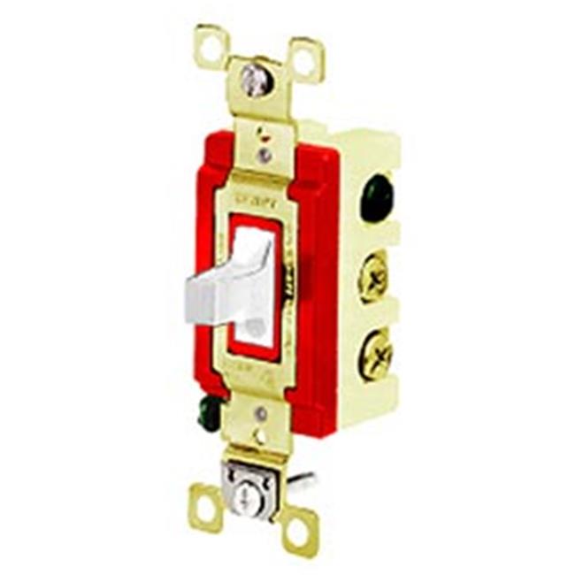Bryant 4925W Toggle Switch, 20A, 120/277V AC, Double Pole, Double Throw, White