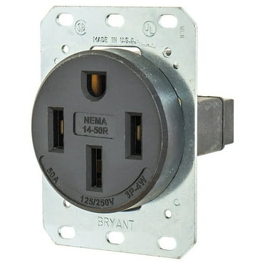 Bryant 9450FR Straight Blade Receptacle - NEMA 14-50R, 50 Amp, 125/250V, Single Outlet, Black