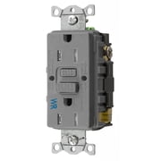 Bryant Electric GFTWRST15GY 15 Amp 125V Commercial/Residential Self Test Tamper-Resistant and Weather Resistant Duplex GFCI Receptacle, Gray