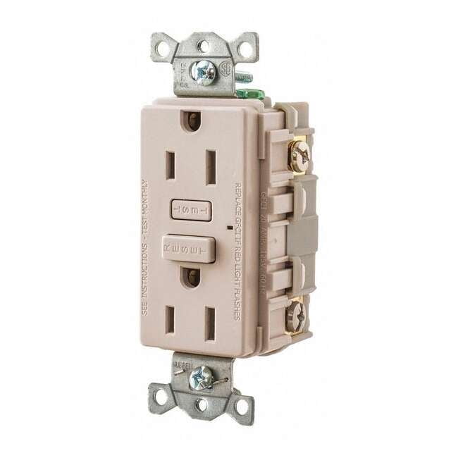 Bryant GFCI Receptacle, Self-Testing, 2 Poles GF15LA