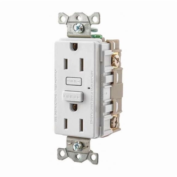 Bryant GFCI Receptacle, Self-Testing, 2 Poles GF15W