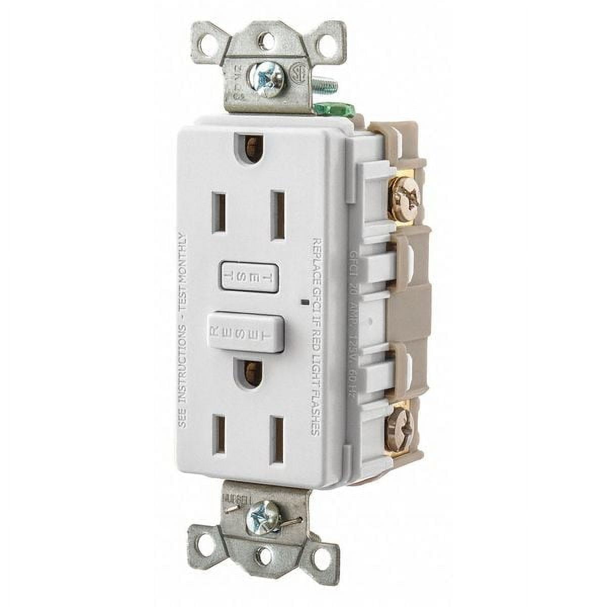 Bryant GFCI Receptacle, Self-Testing, 2 Poles GF15W