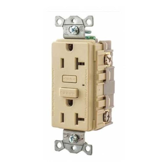 Bryant GFCI Receptacle, Self-Testing, 2 Poles GF20I