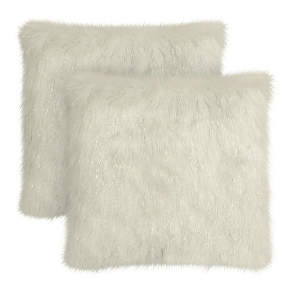 Bryant Home Tina Faux Fur 2-Pack Decorative Pillow Set, White