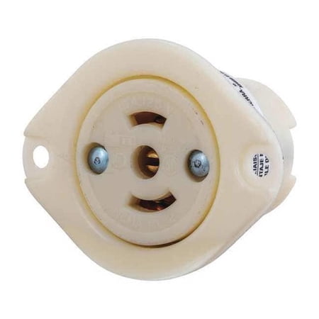 Bryant Locking Flanged Receptacle,Black/White 7596ER