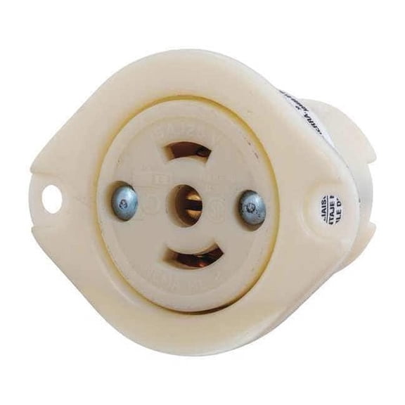 Bryant Locking Flanged Receptacle,Black/White 7596ER