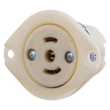 Bryant Locking Flanged Receptacle,Black/White 7596ER