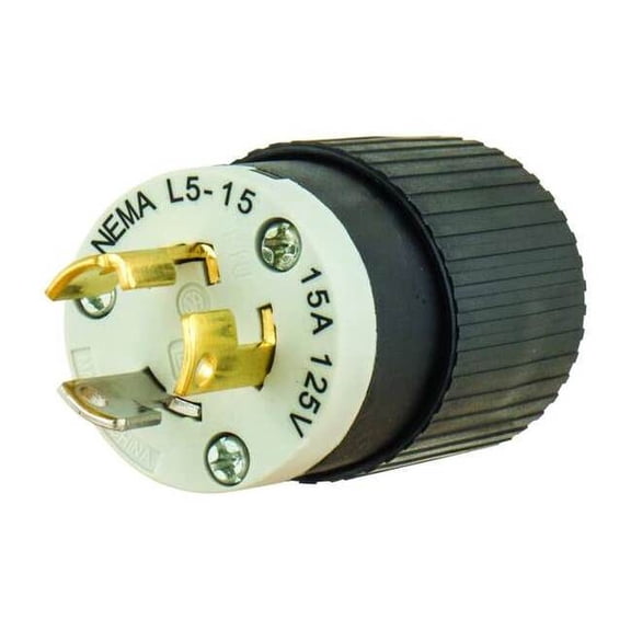Bryant Locking Plug,Black/Wht,125VAC,0.5 HP,15A 4721NP