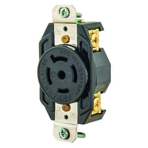 Bryant Locking Receptacle,Black,120/208VAC,20A 72120FR