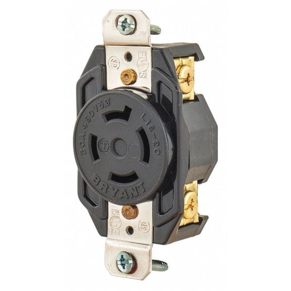 Bryant Locking Receptacle,Black,480VAC,5 HP,20A 71620FR