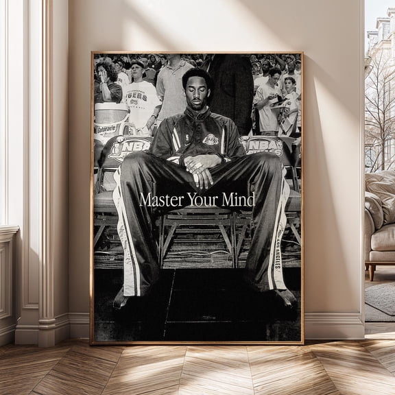 Bryant Master Your Mind Black And White Basketball Motivational Mamba Mentality Sh40 Decorative Wall Art Poster , Poster Print Only
