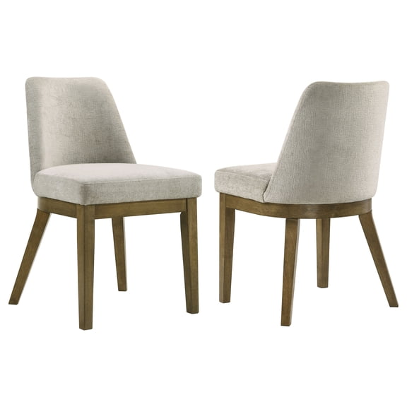 Bryant Mid-Century Modern Light Tan Upholstered Dining Side Chair (Set of 2) - Rubberwood, Warm Oak Finish, Comfortable Foam Cushioning for Dining Room Comfort & Style