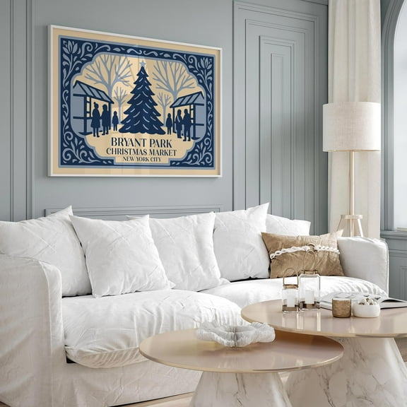 Bryant Park Kristmas Market Nyc Print, New York City Print, Winter Wonderland Warm Present Vintage UNFRAMED Poster Size 16x24