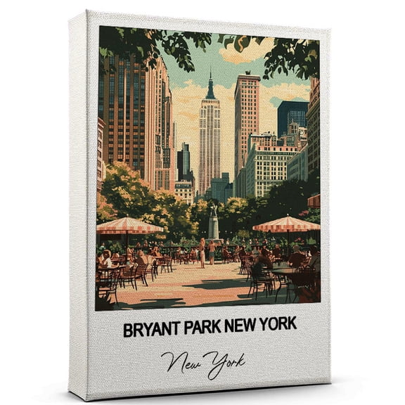 Bryant Park New York Travel Scenic Canvas Wall Art -New York Canvas  Nature-Inspired Print for Bedroom, Living Room, or Office  Travel Gift