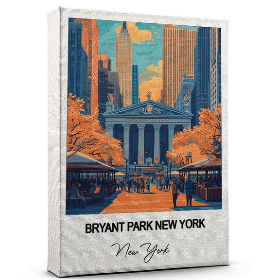 Bryant Park New York Travel Scenic Canvas Wall Art -New York Canvas  Nature-Inspired Print for Bedroom, Living Room, or Office  Travel Gift