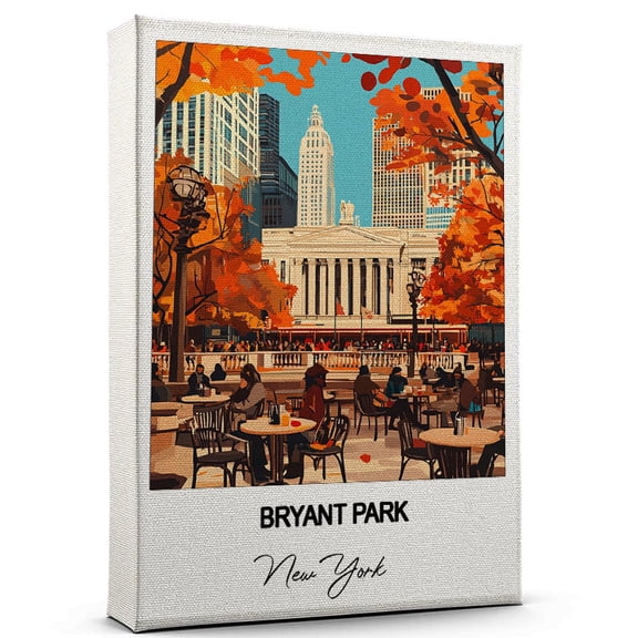 Bryant Park Travel Poster Canvas  New York Canvas  Unique Gift Idea for Home, Office, or Living Space