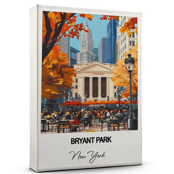 Bryant Park Travel Wall Decor Scenic Travel Canvas Print of New York Canvas Beautiful Gift for Home, Office, or Living Space