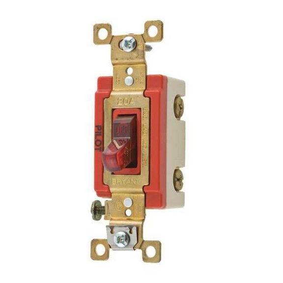 Bryant Pilot Light Wall Switch,Red,3-Way Type 4903PLR120