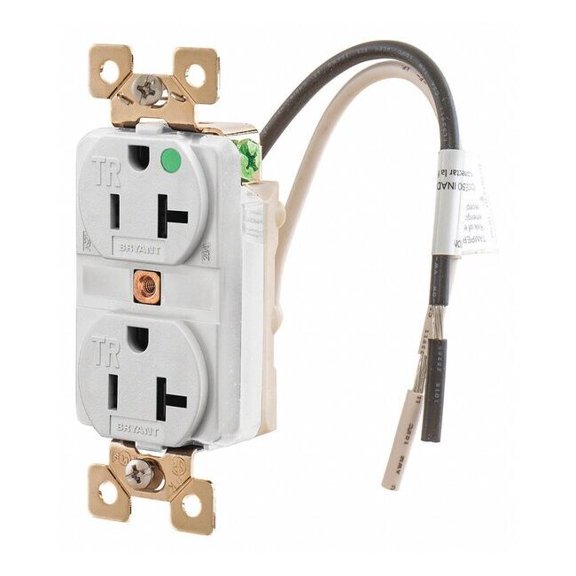 Bryant Receptacle,2 Poles,3 Wires,White,1.0 HP BRY8300WTR