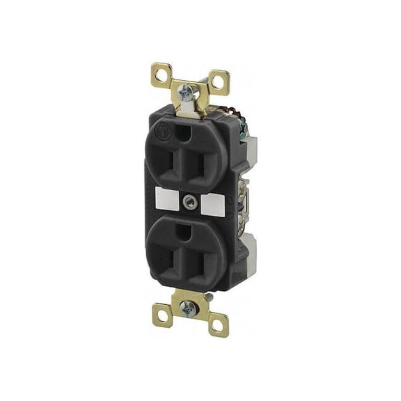 Bryant Receptacle,Black,15A,Weather Resistant BRY5262BLKWR