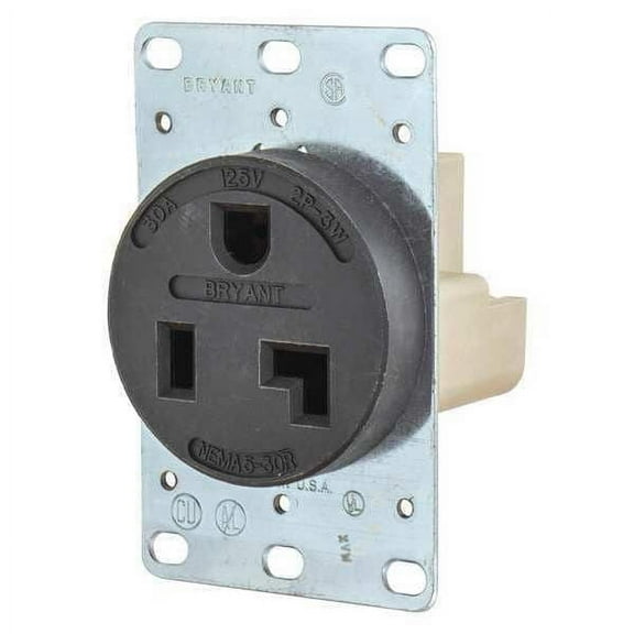 Bryant Receptacle,Black,30A,2.0 HP,3 Wires 9530FR