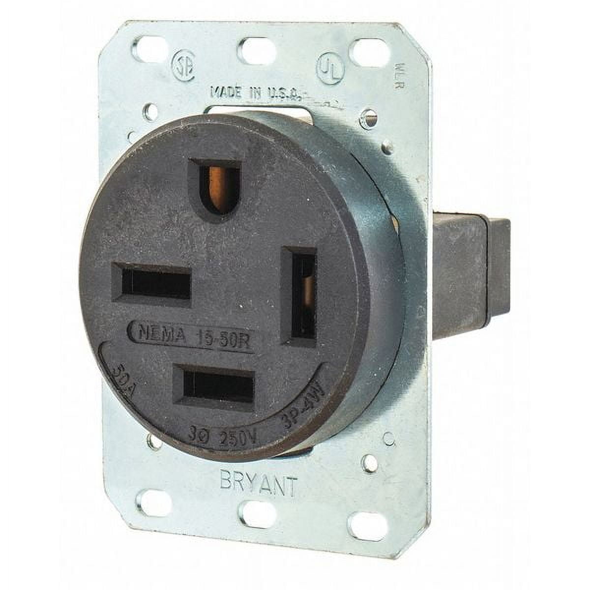 Bryant Receptacle,Black,50A,7.5 HP,3 Poles 8450FR