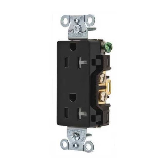 Bryant Receptacle,Blk,20A,Tamper Resist.,125VAC DRS20BLKTR