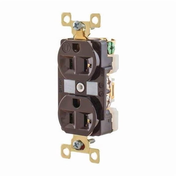 Straight Blade Receptacle, 5-20R, 20 A, 125V AC, 2 Pole, 3 Wire, Flush Mount, Grounded