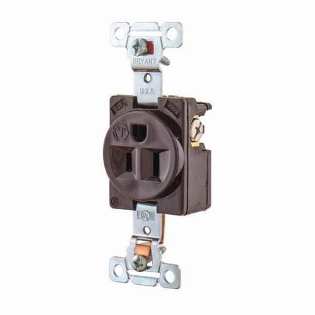 Bryant Receptacle,Brwn,15A,Nylon,0.5 HP,2 Poles 5261