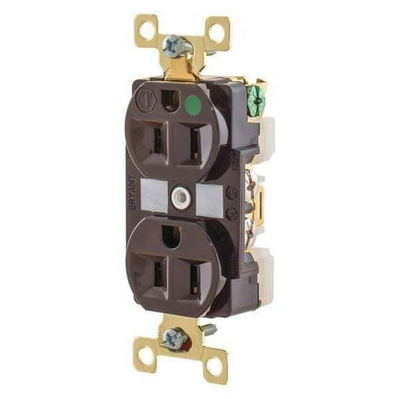 Bryant Receptacle,Brwn,15A,Nylon,0.5 HP,3 Wires BRY8200