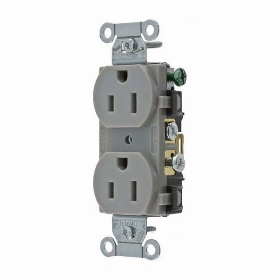 Bryant Receptacle,Duplex Outlet,Side Winning CRS15GRY