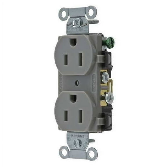 Bryant Receptacle,Gray,15A,Duplex Outlet,Nylon CBRS15GRY