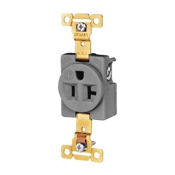 Bryant Receptacle,Gray,20A,3 Wires,Flush Mount 5361GRY
