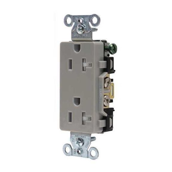 Bryant Receptacle,Gray,20A,Decorator Outlet DRS20GRYTR