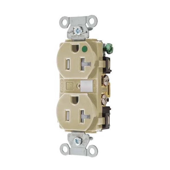 Bryant Receptacle,Ivory,125VAC,Tamper Resistant 8300HBITR