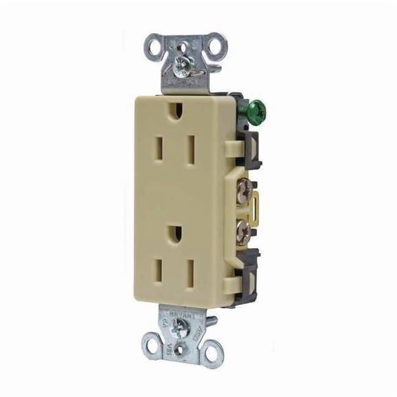 Bryant Receptacle,Ivory,15A,Flush Mount,125VAC DRS15I