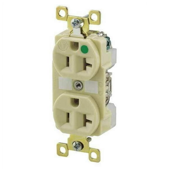 Bryant Receptacle,Ivory,20A,125VAC,Illuminated 8300IL