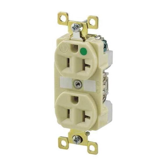 Bryant Receptacle,Ivory,20A,125VAC,Illuminated 8300IL