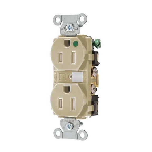 Bryant Receptacle,Ivory,3 Wires,Duplex Outlet 8200HBITR