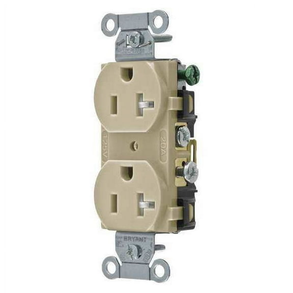 Bryant Receptacle,Ivory,3 Wires,Tamper Resist CBRS20ITR