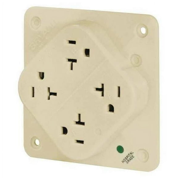 Bryant Receptacle,Ivory,Quad Outlet,20A,2 Poles 21254HI